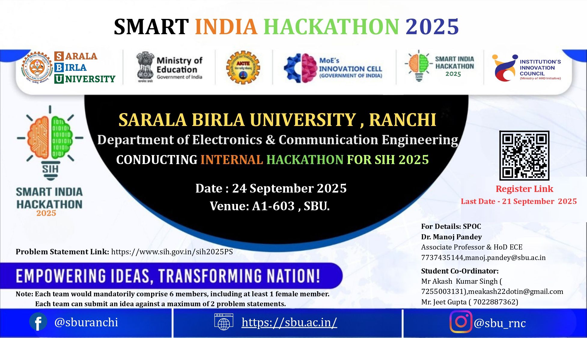 SIH Internal Round - Events achievement by Akash Kumar Singh